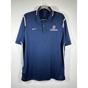 Nike Dri-FIT Duquesne University Navy Blue Short Sleeve Polo Shirt Mens Large